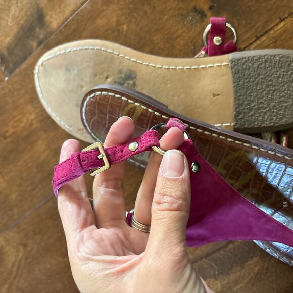 Sam Edelman‎ Greta Leather Gigi T-Strap Sandals Pink Purple Suede Women's Size 8 - Picture 8 of 11